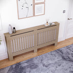 Vida Designs Chelsea Radiator Cover White - Medium - Modern Vertical Slat Design For Optimal Heat Circulation - H82xW111xD19cm - Painted MDF Cabinet Ideal For Living Room & Hallway