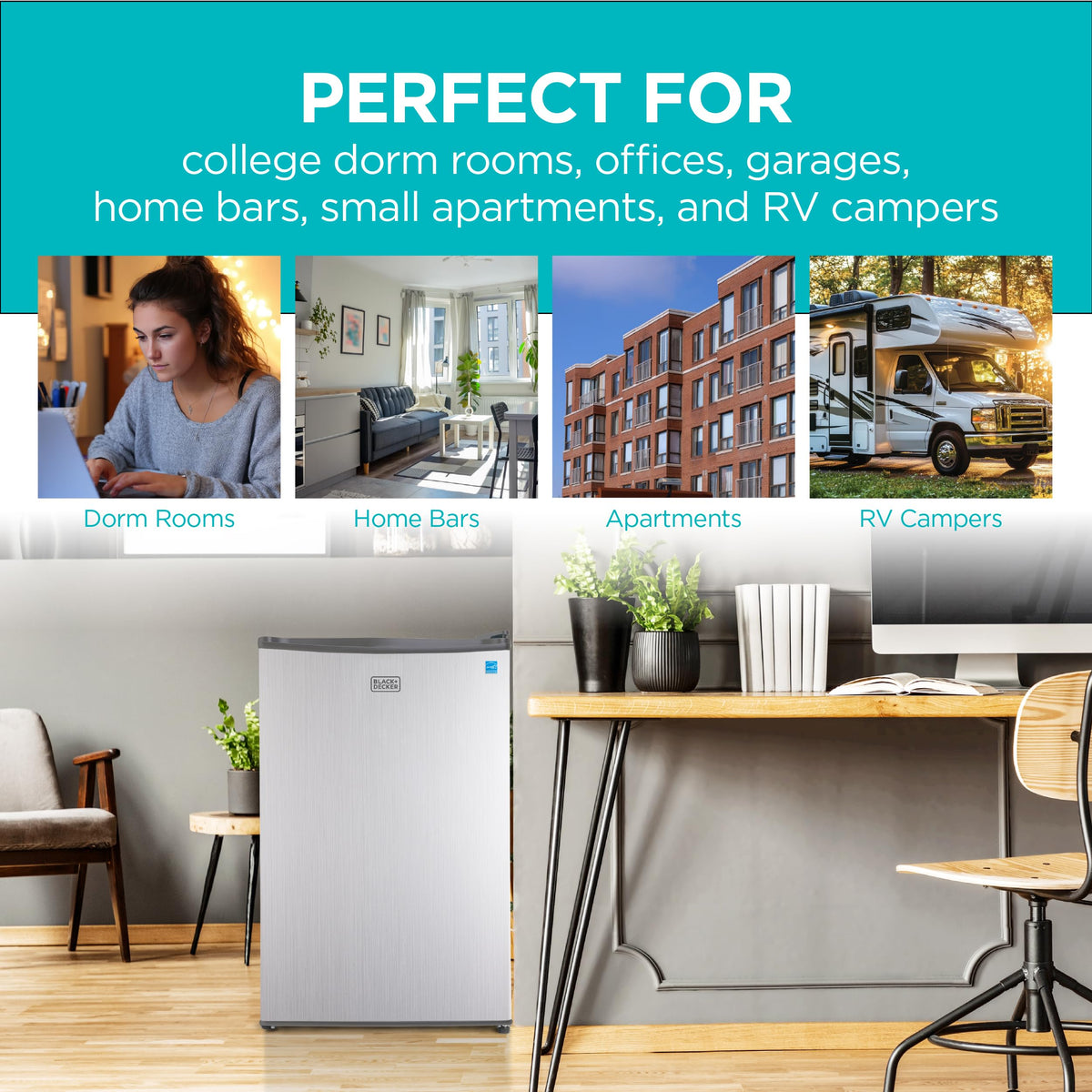 BLACK+DECKER 2.5 Cu. Ft. Compact Refrigerator, BCRK25V, Stainless Look