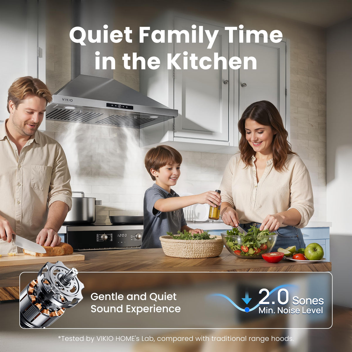 VIKIO HOME 36 Inch Wall Mount Range Hood 580CFM Low Noise Touch Control