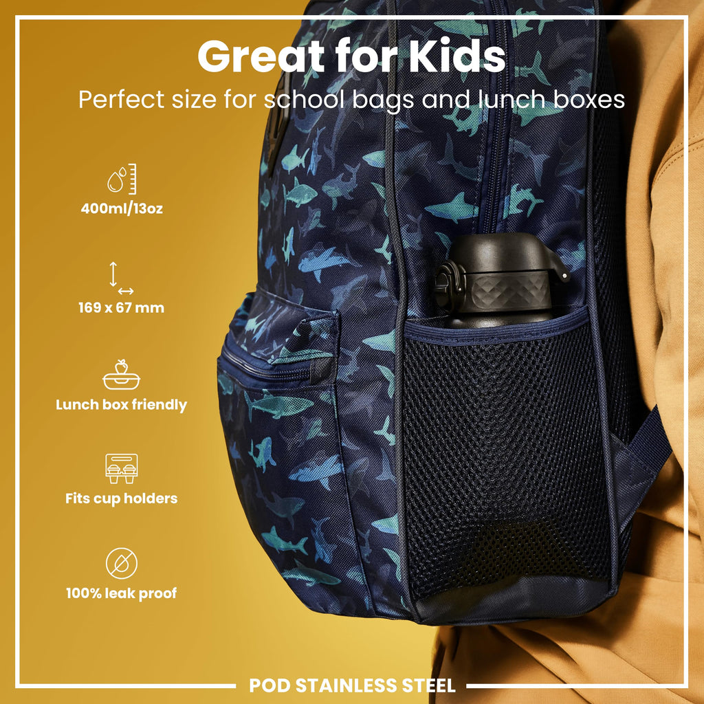 ION8 Lightweight Steel Kids Water Bottle, 400ml/13oz, Purple Unicorns