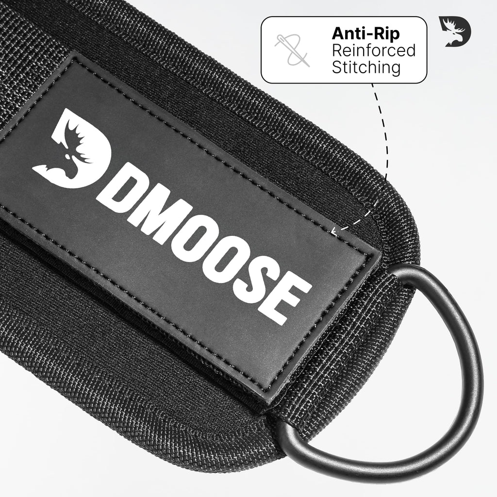 DMoose Fitness Ankle Strap for Cable Machine - One Size Fit with Premium Padding Cuffs - Cable Kickback Ankle Straps - Gym Attachments & Lower Body Exercises