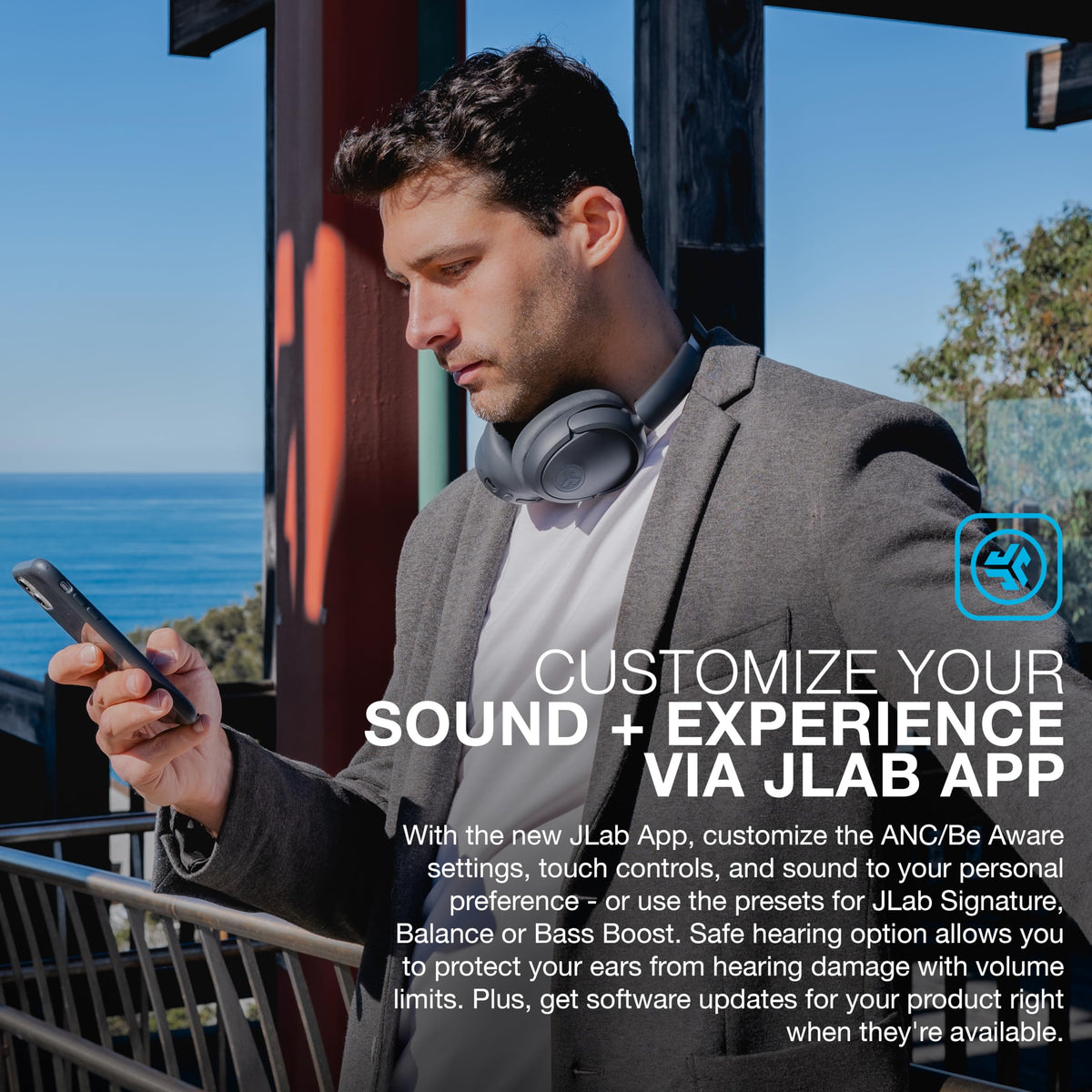 JLab JBuds Lux ANC Wireless Over-Ear Headphones, Mauve