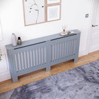 Vida Designs Chelsea Radiator Cover White - Medium - Modern Vertical Slat Design For Optimal Heat Circulation - H82xW111xD19cm - Painted MDF Cabinet Ideal For Living Room & Hallway