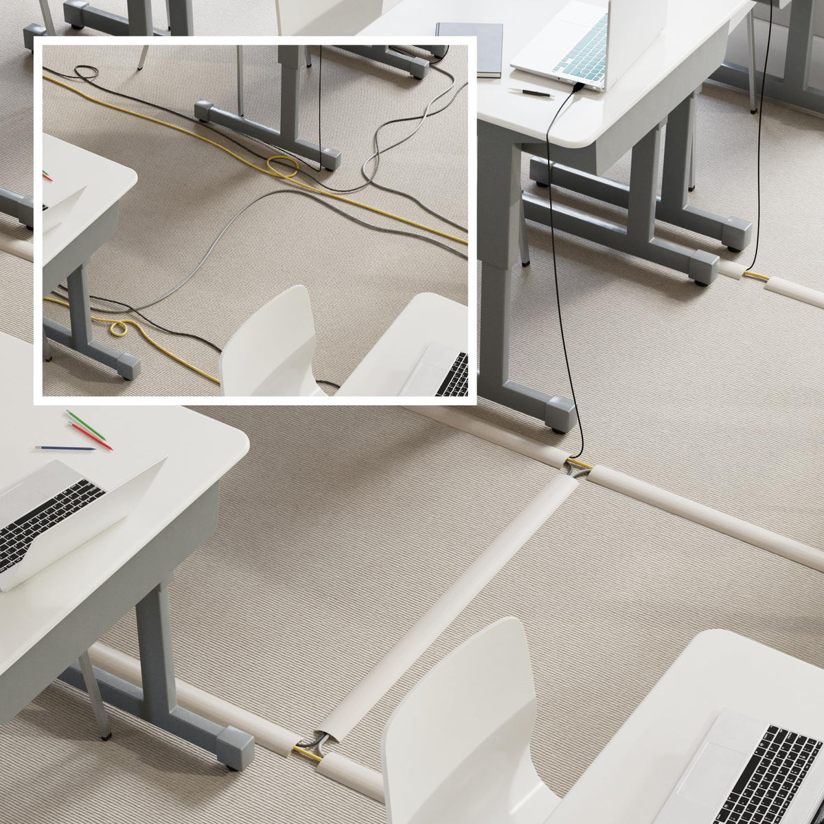 D-Line 6ft Floor Cord Cover, Cable Protector, Hide Extension Cords, Protect Cords, Prevent Cable Trips, Heavy Duty Cord Hider - Cable Cavity = 0.63" (W) x 0.31" (H) - Beige
