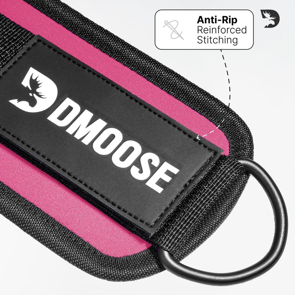 DMoose Fitness Ankle Strap for Cable Machine - One Size Fit with Premium Padding Cuffs - Cable Kickback Ankle Straps - Gym Attachments & Lower Body Exercises