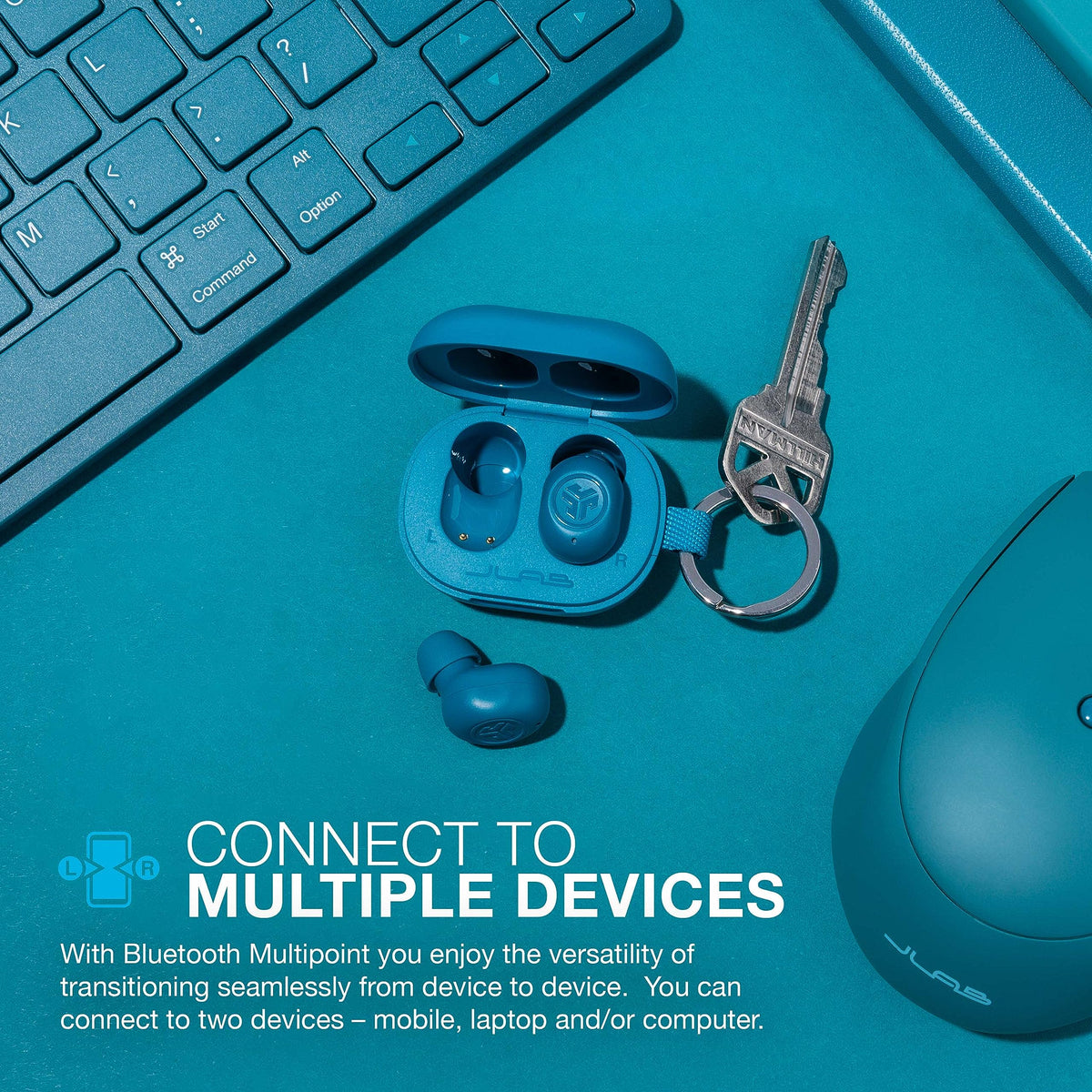 JLab JBuds Mini True Wireless Earbuds, Bluetooth Multipoint, Charcoal Black